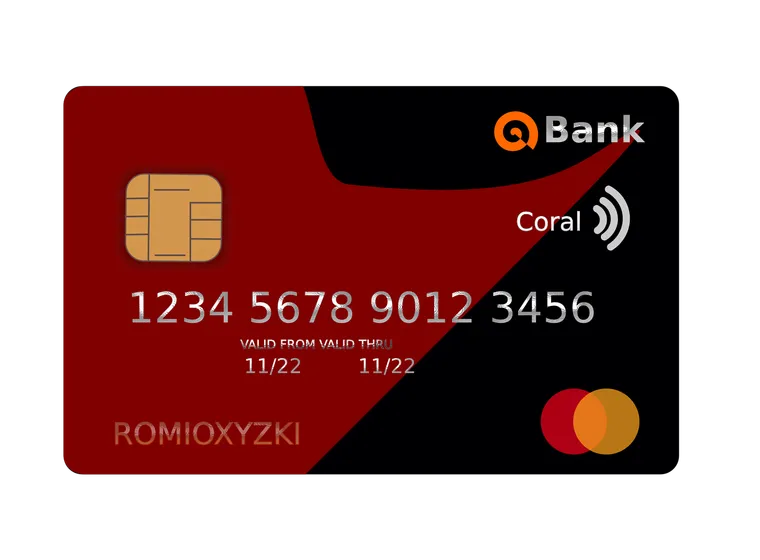 Kartë bankare e kuqe dhe e zezë, blerje bitcoin me kartë Visa ose Mastercard
