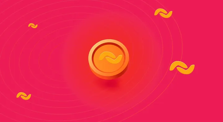 Monedhë e artë në sfond të kuq, simbol i USDT në Shqipëri dhe kursit USDT në lekë